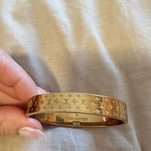 Louis Vuitton Nanogram Gold Tone Metal Cuff Bracelet Medium